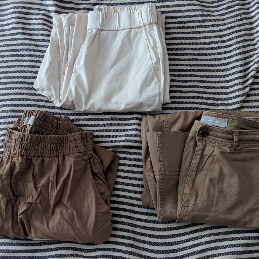 3 pairs of Everlane pants
